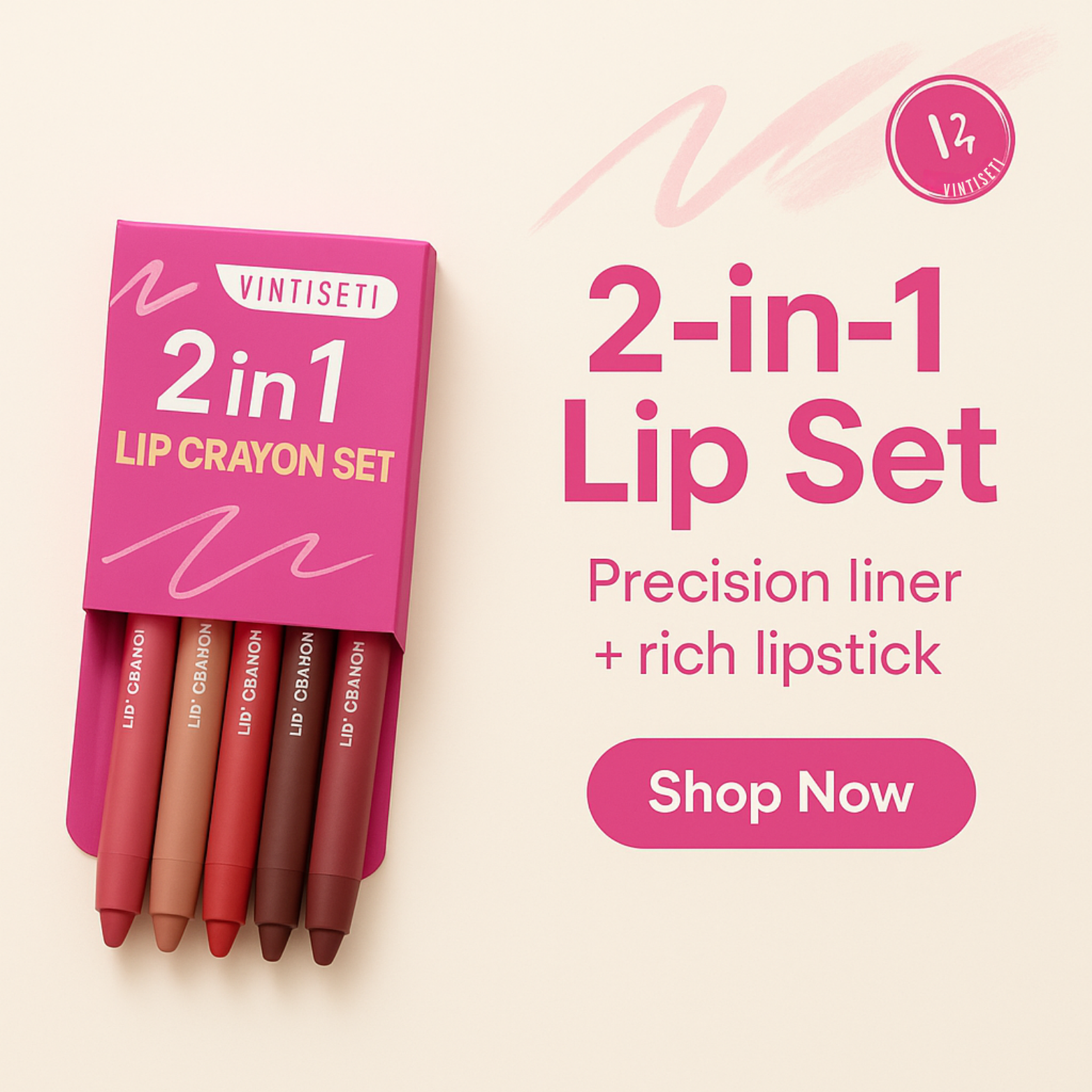 Dual Lip Liner & Lipstick Set Vintiseti